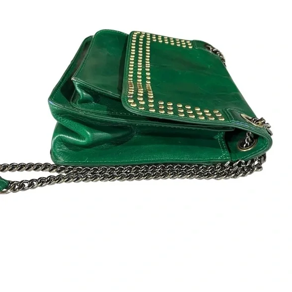 Patricia Nash Discovery Green Studded Merano Leather Shoulder Bag - Picture 5 of 16